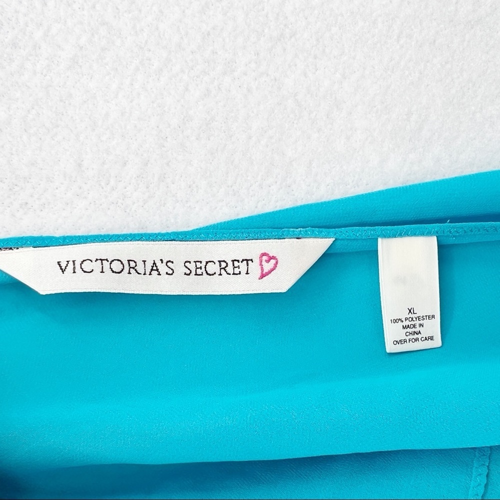 Victoria's Secret Turquoise Sheer Chiffon Sequin Beaded Cami Crop Top Size XL - Picture 5 of 5